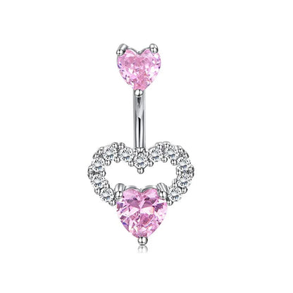 Heart-Shaped Navel Ring – Water Drop Belly Button Piercing Jewelry (14G)