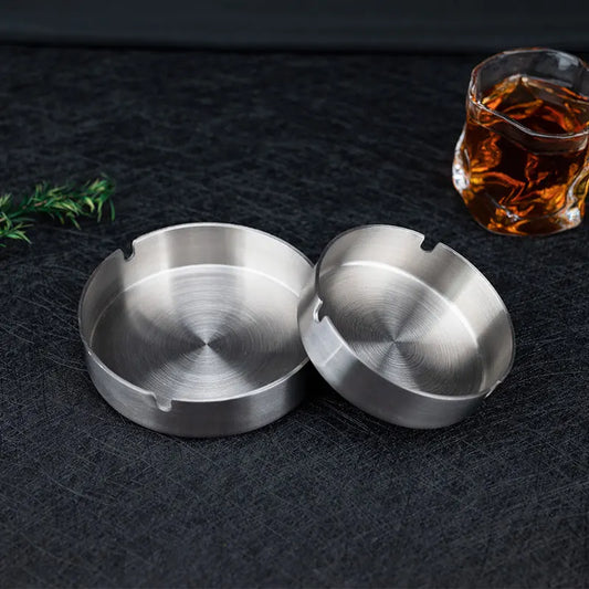 Tabletop Stainless Steel Ashtray – Modern Silver Design with Slot