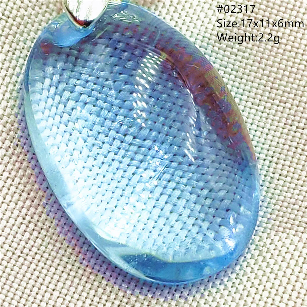 Natural Blue Topaz Quartz Pendant Necklace – Oval Healing Stone Jewelry