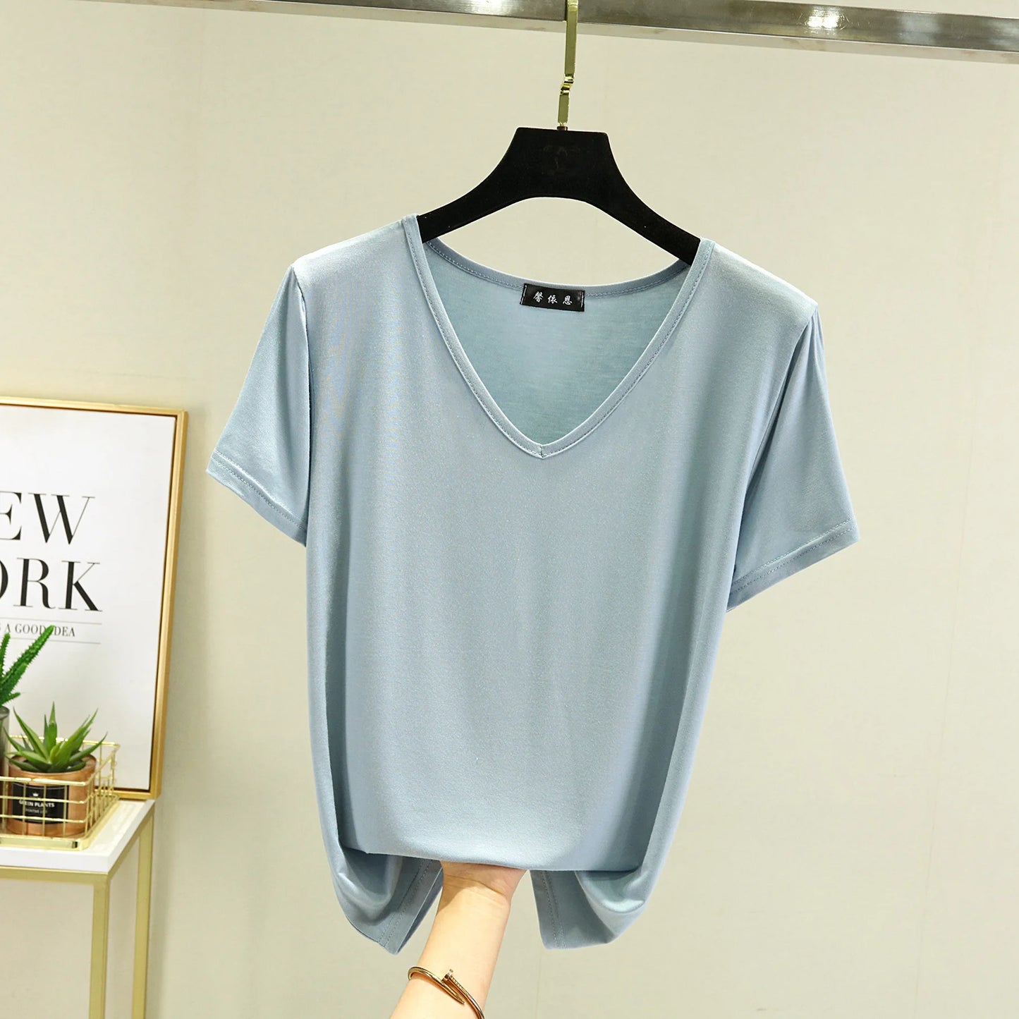 Women's Modal V-Neck Loose Fit T-Shirt