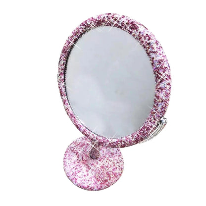 High-End Rhinestone Makeup Mirror – Rotatable Round Vanity Design