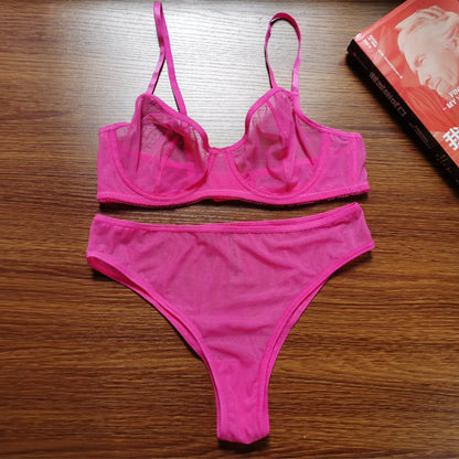 Mesh Transparent Lingerie Set – Seamless Bralette & Panty 2-Piece