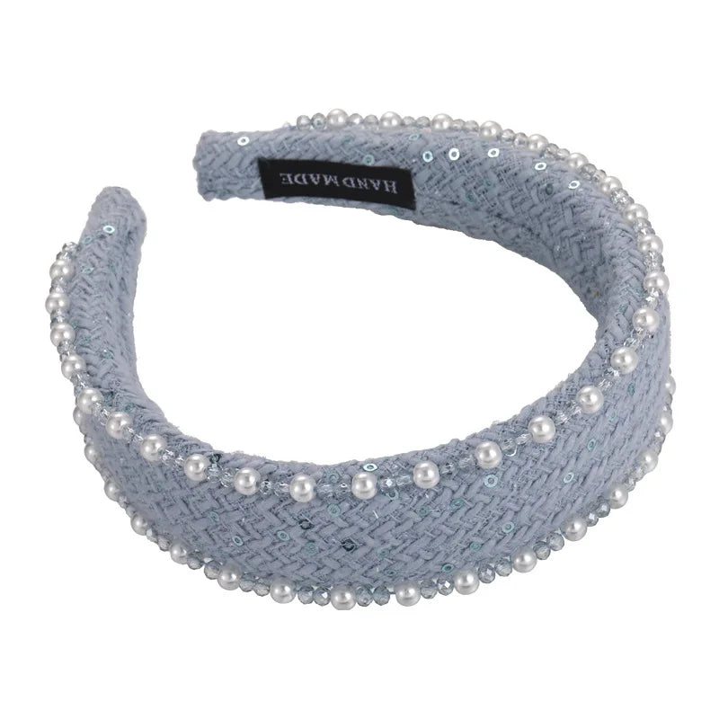 Retro Rose Pearl & Crystal Headband