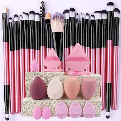 8/20-Piece Eye Makeup Brush Set – With Optional Sponges & Puffs