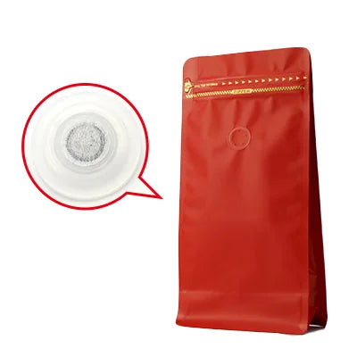 Block Bottom Stand-Up Coffee Pouch – Aluminum Foil Ziplock with Valve
