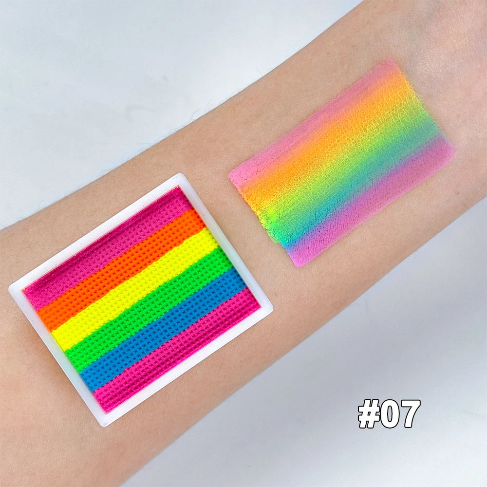 UV Glow-in-the-Dark Rainbow Face & Body Paint – Fluorescent Neon Makeup for Parties & Festivals