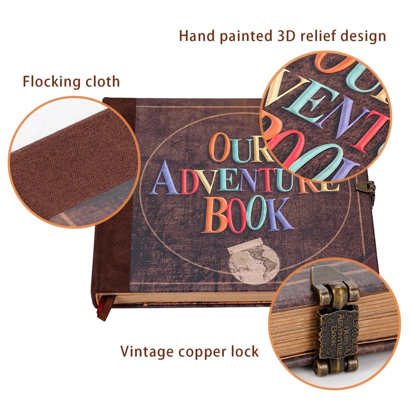 Our Adventure Book – 146-Page Retro Travel Diary & DIY Photo Album Scrapbook