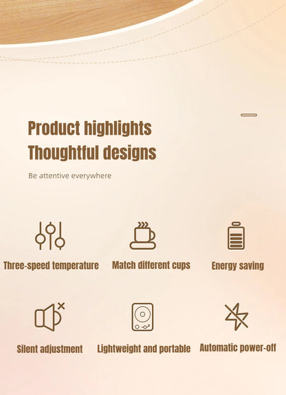 Electric Coffee Cup Warmer – 3-Setting Temperature Control Heating Coaster