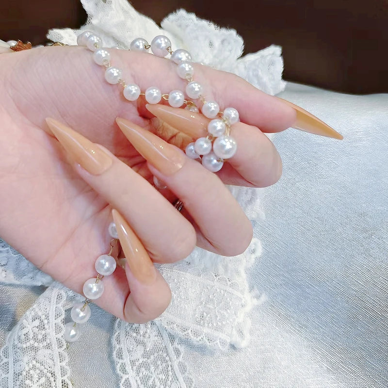 Extra Long Black Stiletto Press-On Nails – 24pc Modern French Style Set 🖤✨