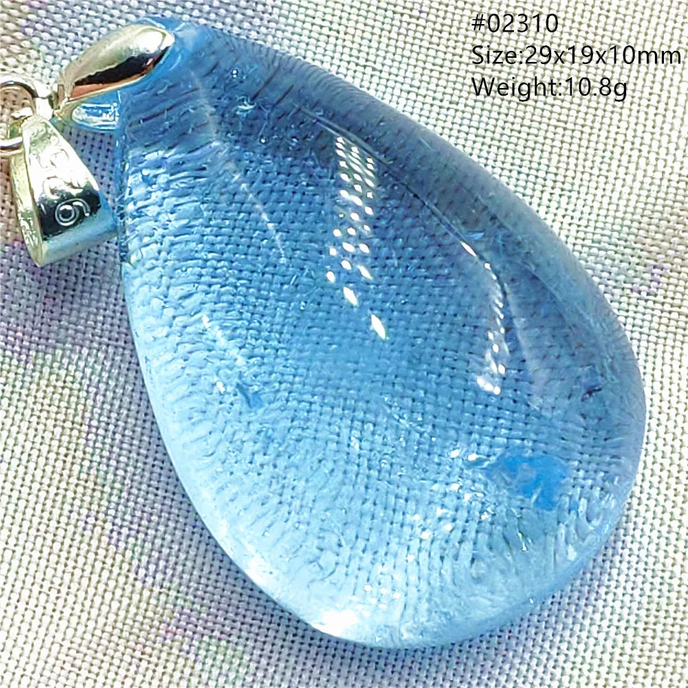 Natural Blue Topaz Quartz Pendant Necklace – Oval Healing Stone Jewelry