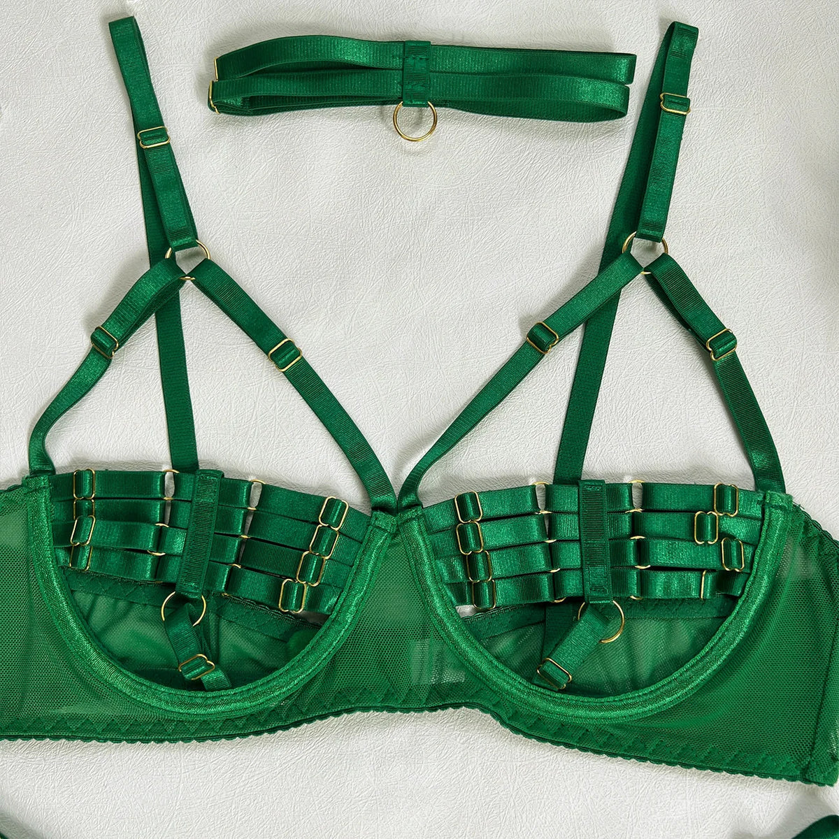 5-Piece Hollow Lingerie Set – Sensual Open Bra & Brief Outfit