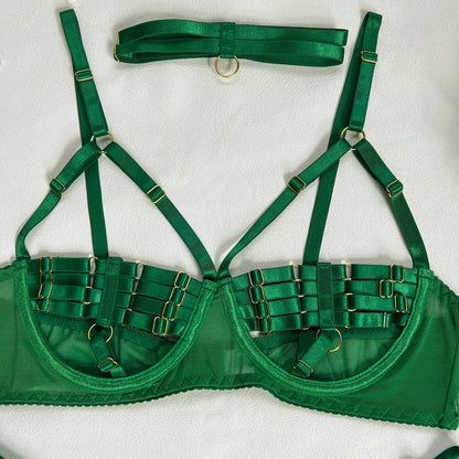 5-Piece Hollow Lingerie Set – Sensual Open Bra & Brief Outfit