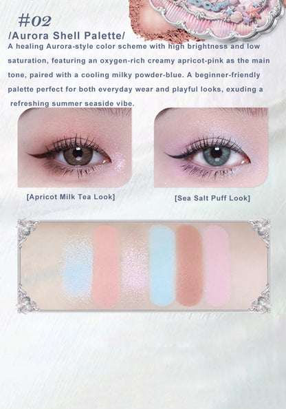 Flower Knows Shell Eyeshadow Palette – 6 Shades of Ocean-Inspired Elegance
