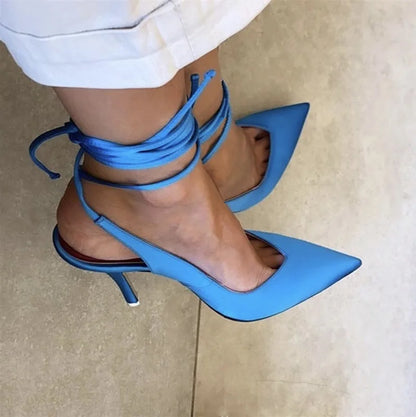 Pointed Toe Ankle Strap Party Heels