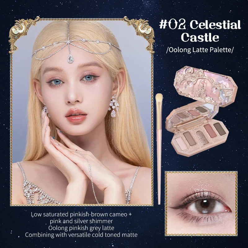 Moonlight Mermaid Eyeshadow Palette – 5-Color Matte & Shimmer Chameleon Finish