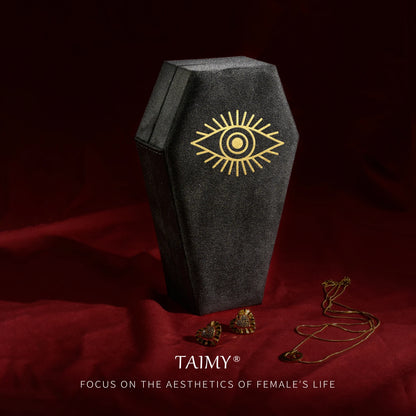 Gothic Velvet Coffin Jewelry Box – Customizable Ring & Necklace Display Case