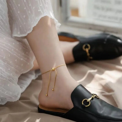 Adjustable Stainless Steel Anklet – Women’s Round Snake Chain Bracelet (30cm)