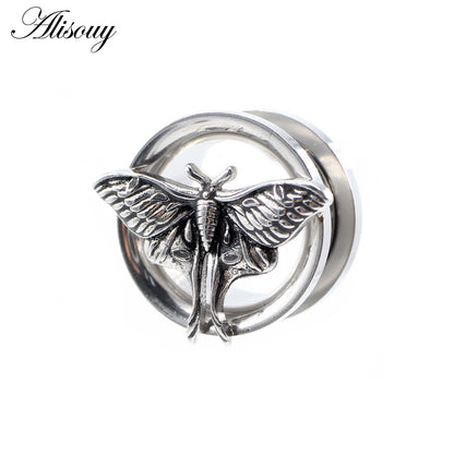 Stainless Steel Butterfly Thread Ear Tunnels – Plug & Stretcher Jewelry (1PC)