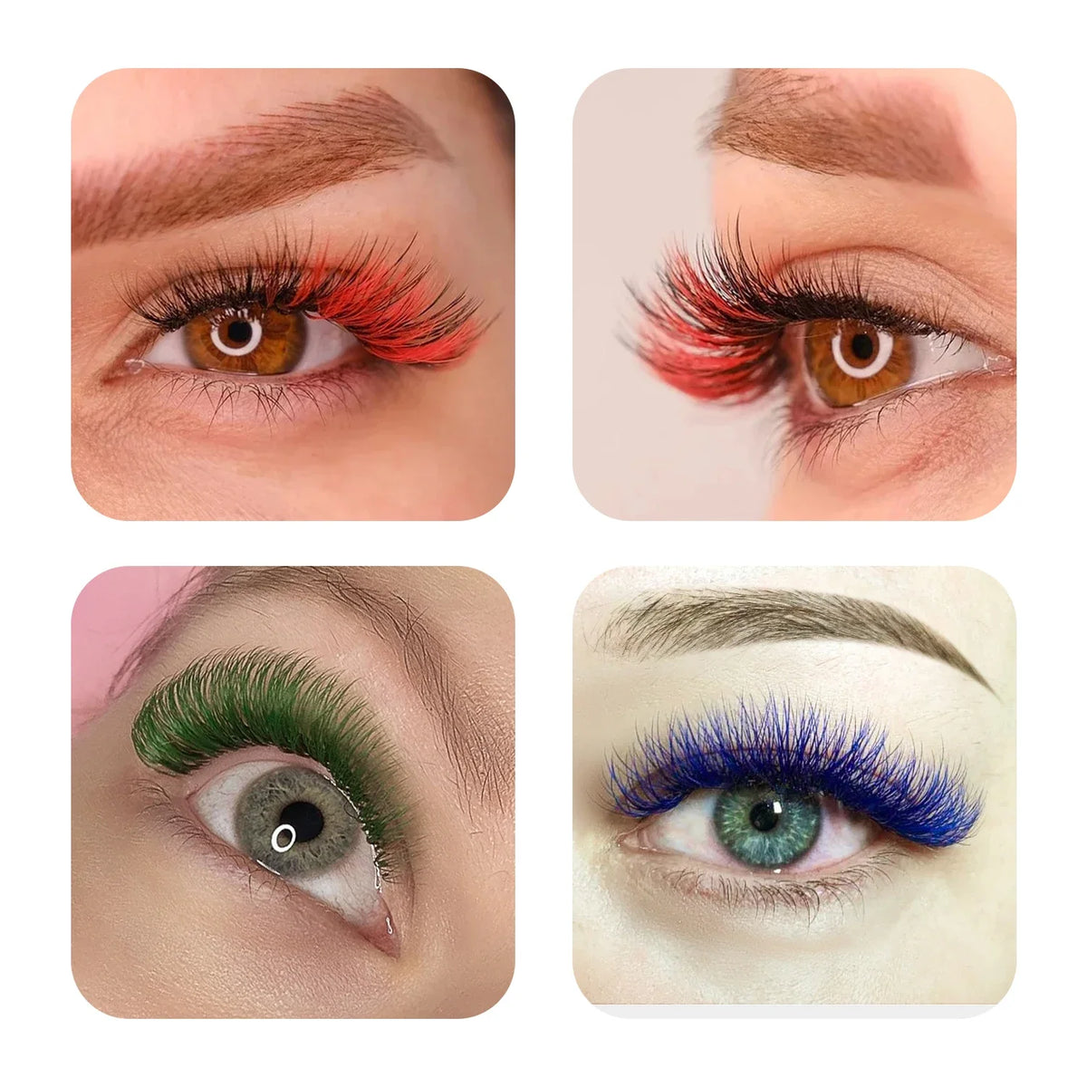 Green Lash Extensions – Vibrant Individual False Mink Lashes for Creative Makeup Looks