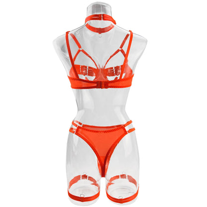 5-Piece Hollow Lingerie Set – Sensual Open Bra & Brief Outfit