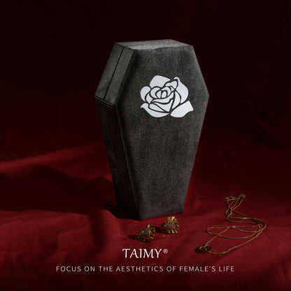 Gothic Velvet Coffin Jewelry Box – Customizable Ring & Necklace Display Case