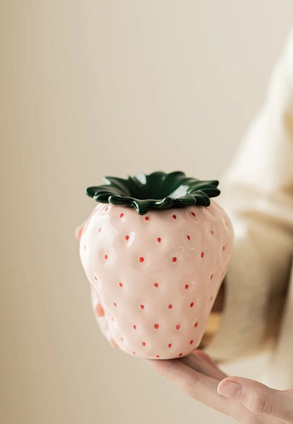 Strawberry Ceramic Storage AshTray with Lid