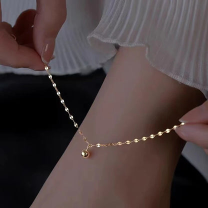 Minimalist Silver Bead Anklet – Women’s Summer Beach Flat Chain Bracelet