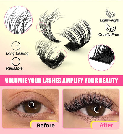 Individual 20–100D Cluster Lashes – 280pcs Mixed Tray Volume Extensions
