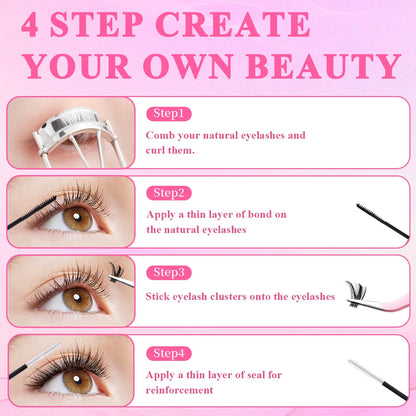 480-Piece DIY Lash Extension Kit (Mixed Volume Clusters)
