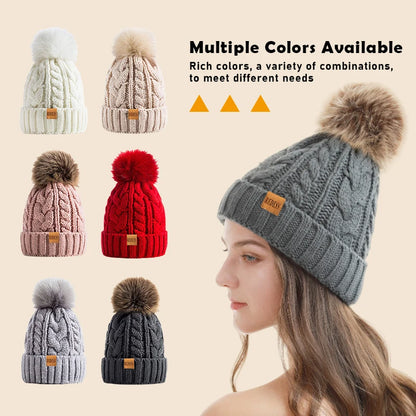 Women’s Winter Pompom Beanie Set