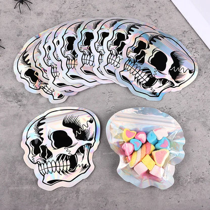 Halloween Skull Candy Bags – Self-Sealing Party Favor Pouches (10–100pcs)
