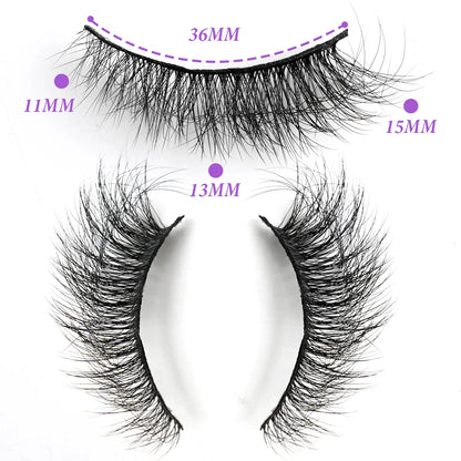 Wispy 3D Mink False Eyelashes – Natural Long, Fluffy & Reusable Strip Lashes (1 Pair)