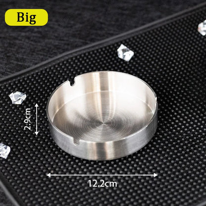 Tabletop Stainless Steel Ashtray – Modern Silver Design with Slot