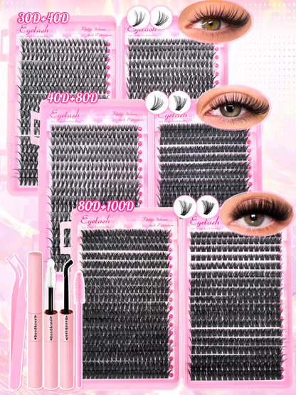DIY Lash Extension Kit – 720pcs Individual Lash Clusters with Bond & Seal