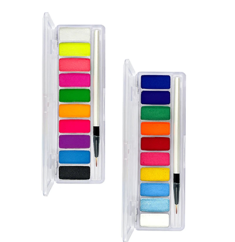 10-Color Glow Neon UV Face & Body Paint – Fluorescent Party Makeup Oil