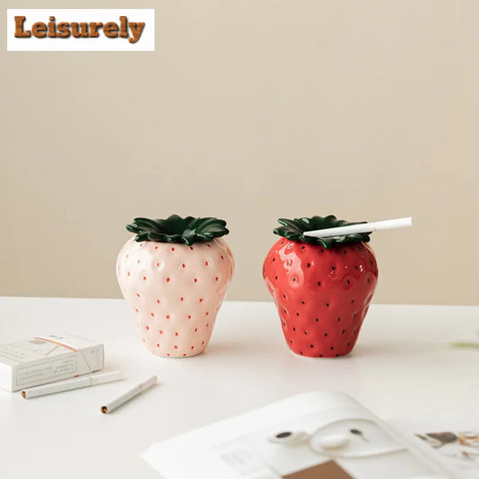 Strawberry Ceramic Storage AshTray with Lid