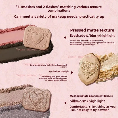 Moonlight Mermaid Eyeshadow Palette – 5-Color Matte & Shimmer Chameleon Finish