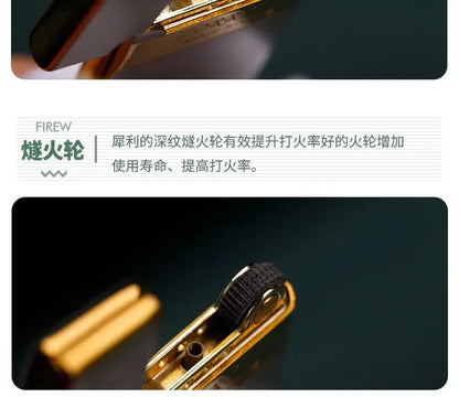 Ultra-Thin Metal Torch Lighter – Refillable Butane Gas with Grinding Wheel Ignition