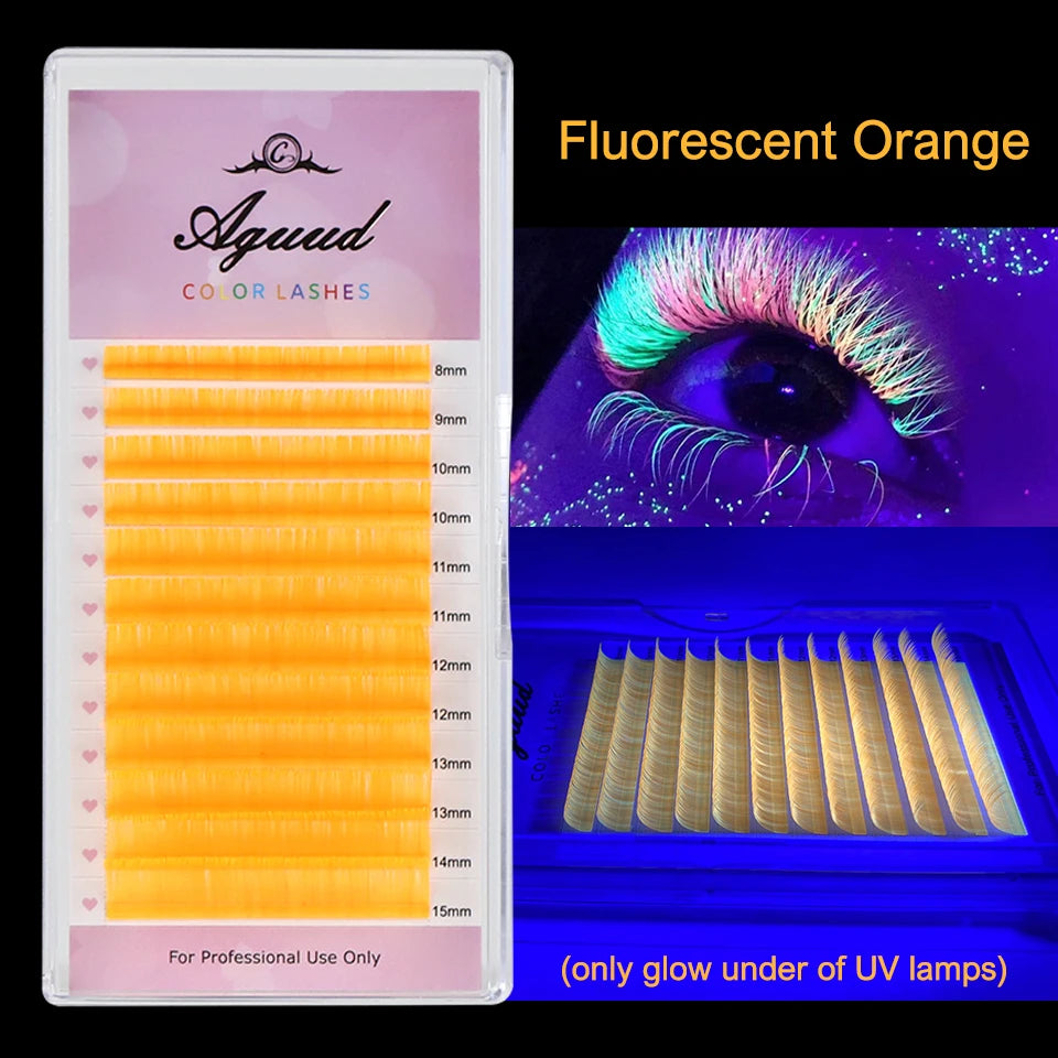 Glow-in-the-Dark Neon UV Lash Extensions – Fluorescent Color Faux Mink D Curl