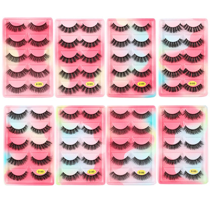 False Eyelash Kit – 3/5 Pairs Fluffy Mink Lashes with Tweezer & Brush
