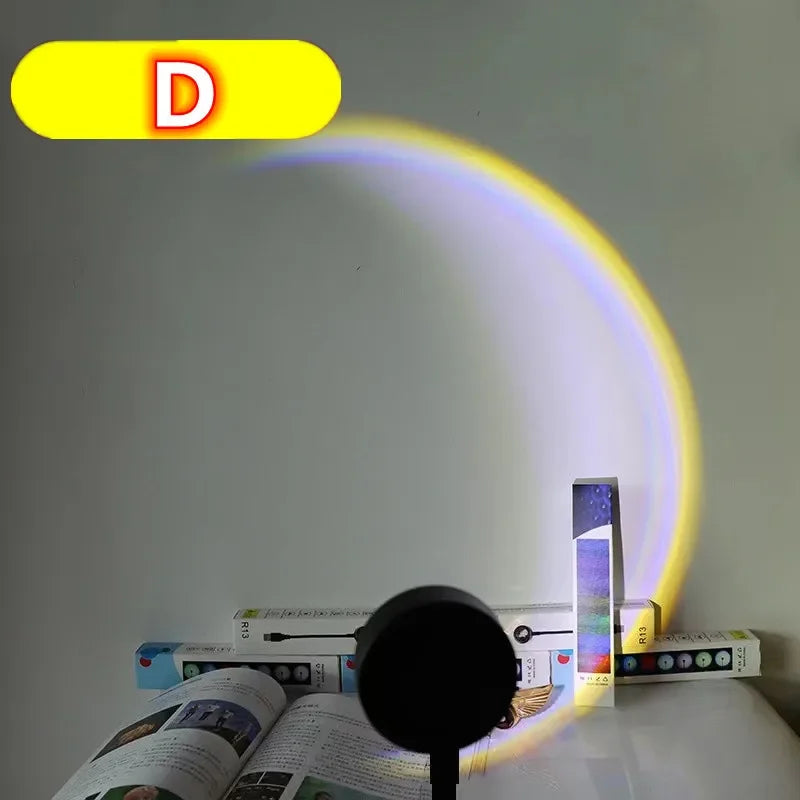 Sunset Lamp LED USB Rainbow Projector – Neon Night Light for Bedroom & Photography