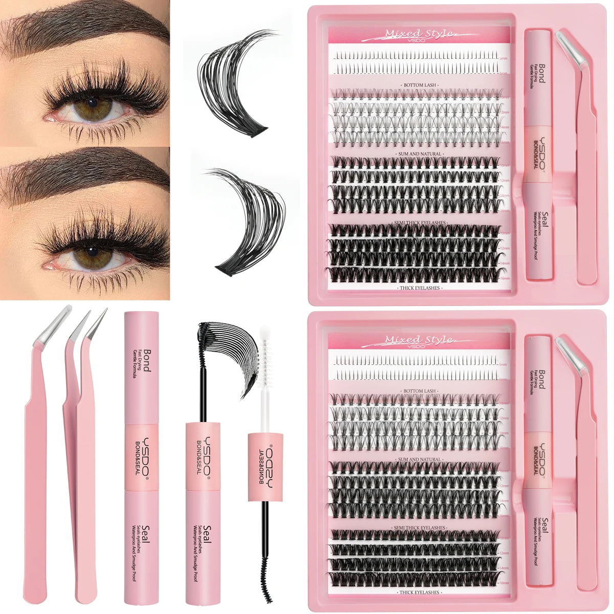 DIY Lash Cluster Extension Kit – Bond, Seal & Applicator Set (5–16mm)