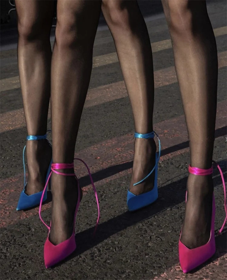 Pointed Toe Ankle Strap Party Heels