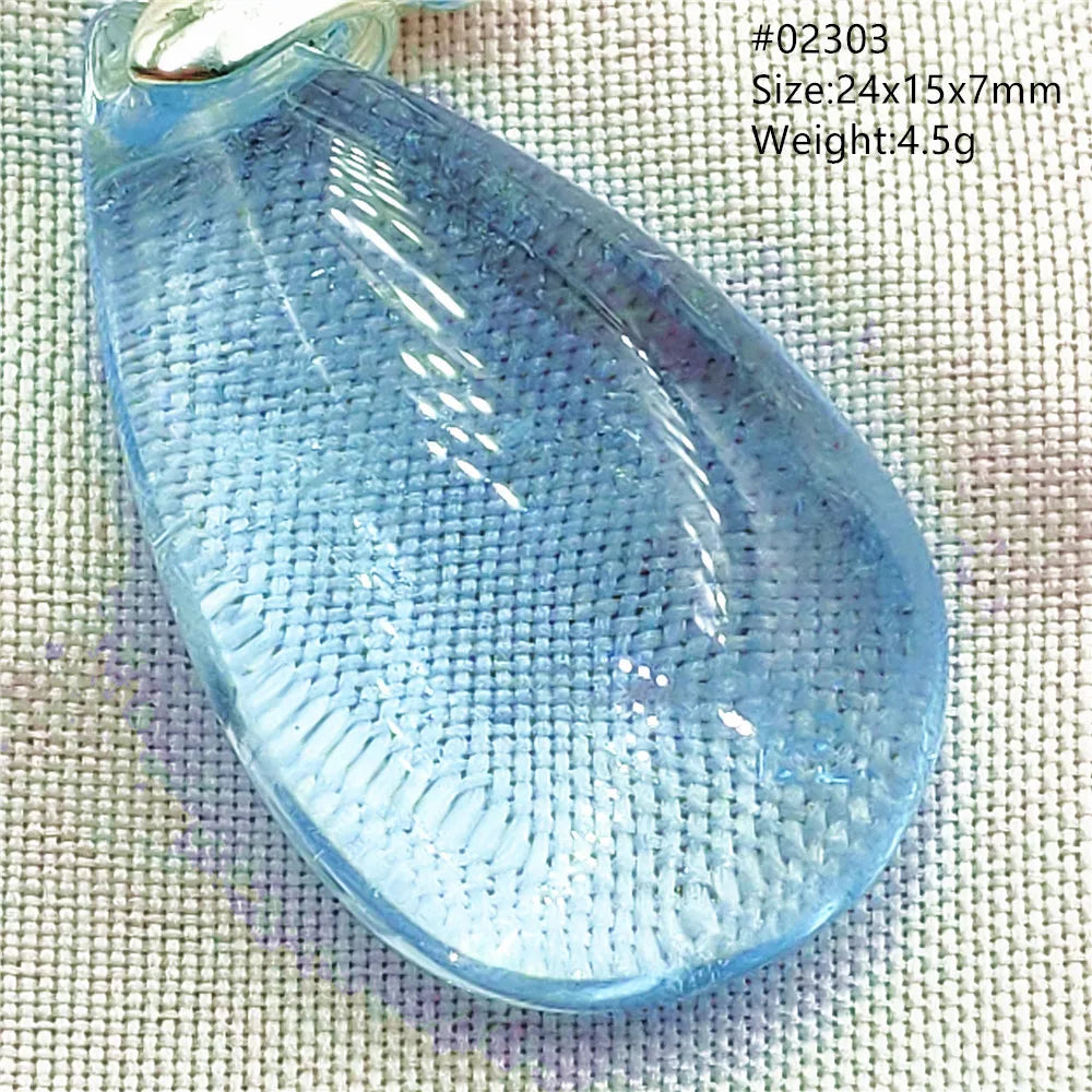 Natural Blue Topaz Quartz Pendant Necklace – Oval Healing Stone Jewelry