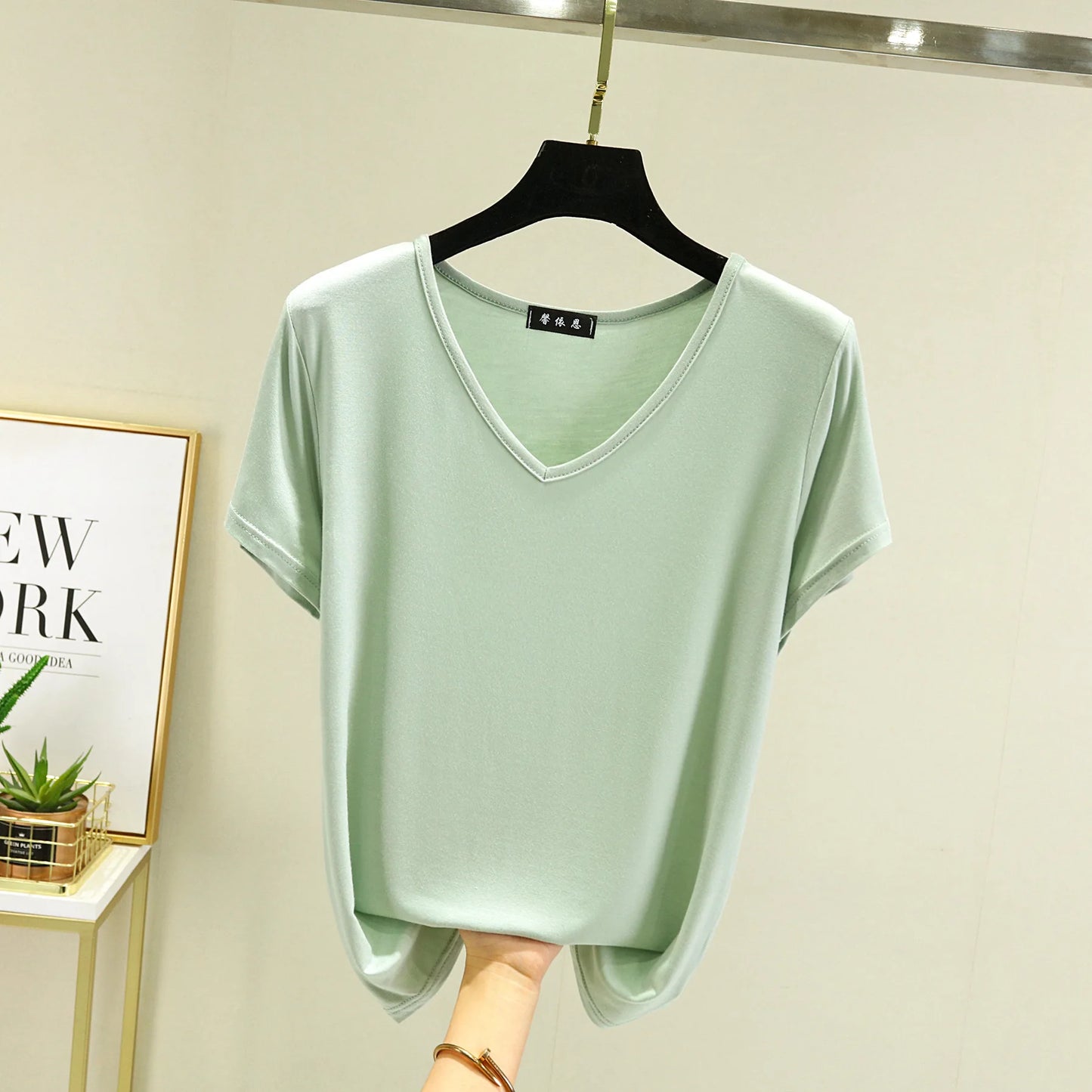 Women's Modal V-Neck Loose Fit T-Shirt