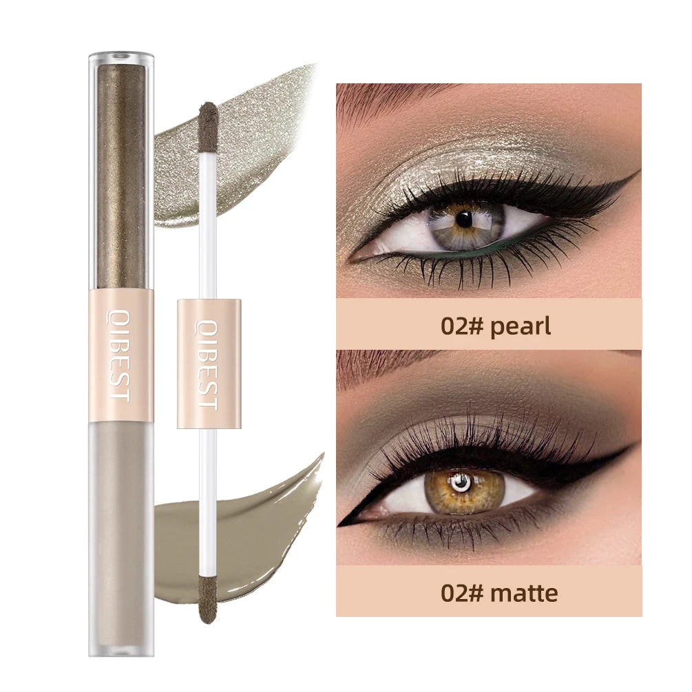 Double-Ended Glitter & Matte Eyeshadow Stick – 2-in-1 Waterproof Eye Makeup Pencil