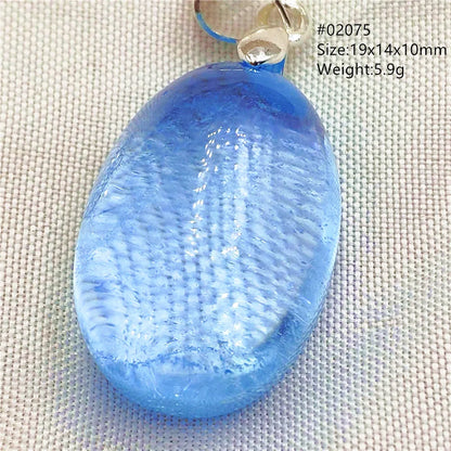 Natural Blue Topaz Quartz Pendant Necklace – Oval Healing Stone Jewelry