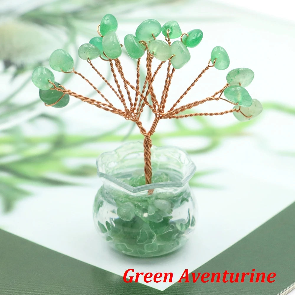 Mini Crystal Money Tree – Natural Gemstone Wire-Wrapped Decoration