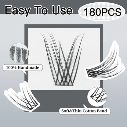 10 Rows Wispy Individual Cluster Lashes – CC Curl (12mm)