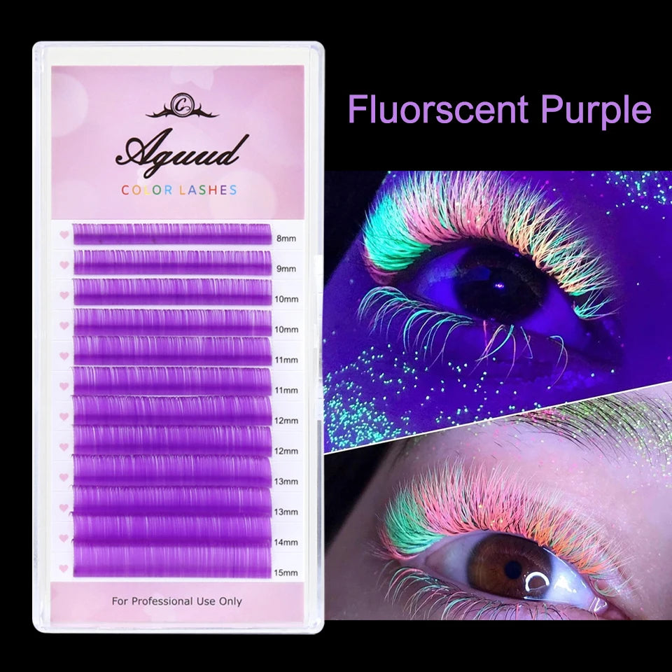 Glow-in-the-Dark Neon UV Lash Extensions – Fluorescent Color Faux Mink D Curl
